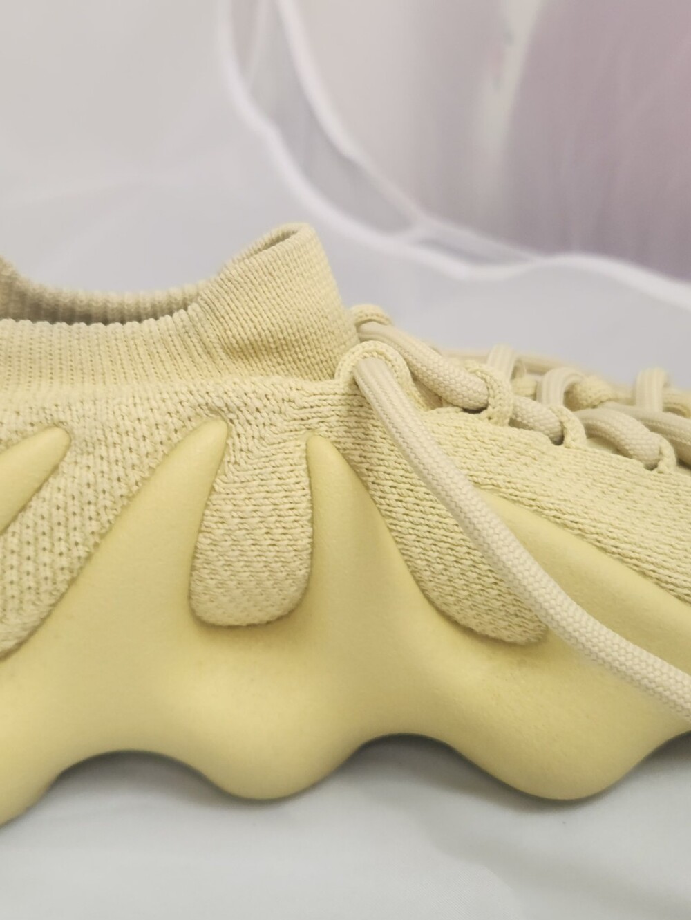 Adidas Yeezy 450 Sulfur Cream Yellow Mesh Athletic Sneakers - Picture 10 of 11